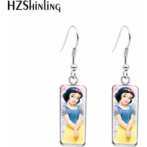 Disney Princess Snow White Paintings Rectangular Hook Dangle Drop Earrings Fashion Jewelry for girls