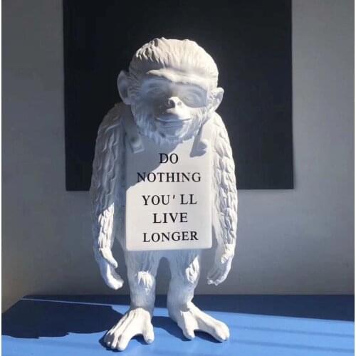 35cm Nordic Home Decor Figurines Banksy Black And White Monkey Sculpture Street Art Resin Statue Desktop Decor Christmas Gifts