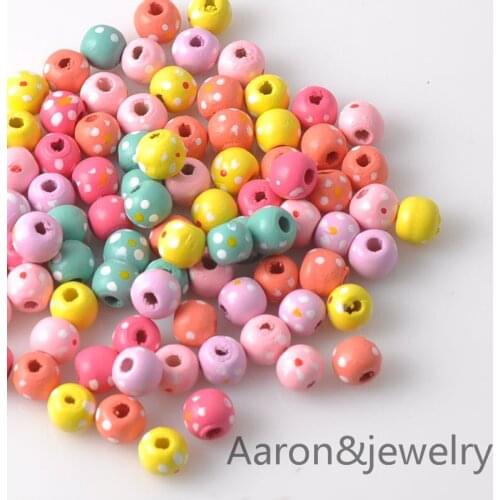 Mixed Round Ball dot Wooden Spacer Beads For Jewelry making DIY 10mm 100pcs MT0690X