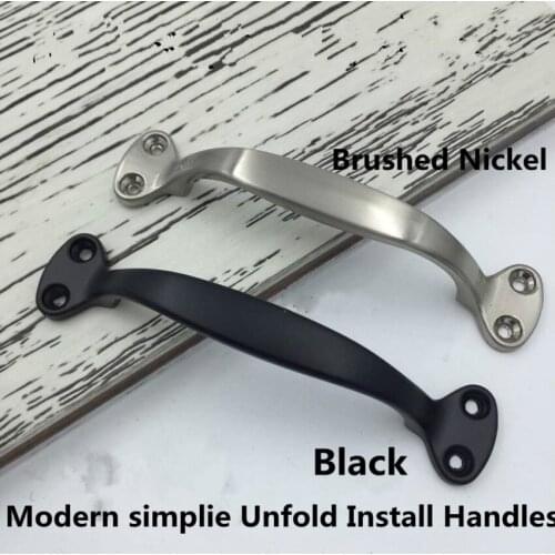 Modern simple unfold install fuurniture door handles matte black kitchen cabinet dresser door handles 120mm brushed nickel pulls