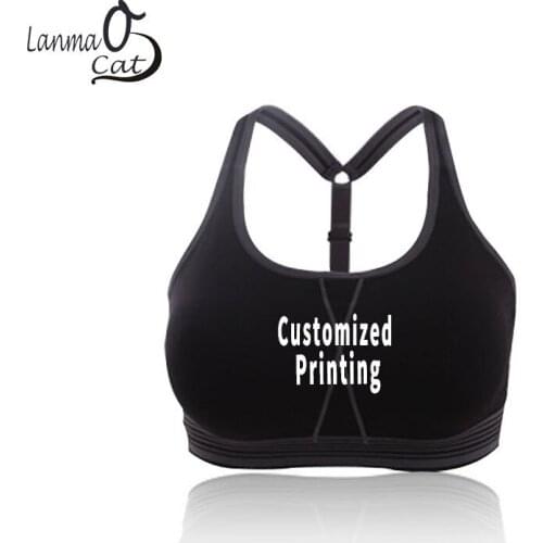Lanmaocat Sports Bra For Women Gym Custom Logo Text Printing Fitness Tops Women Brassiere Running Shockproof Bra Free Shipping