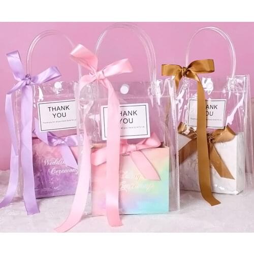 Wedding Box Wedding Candy Bag PVC Transparent Bag Hand Gift Handbag packaging Engagement Party Valentines Day Bags