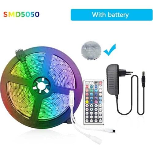 LED Light Strip With Battery 5M 10M 15M RGB LED Strip 5050 DC12V Ribbon RGB Tape SMD Flexible 5M 10M Diode Tape with 44K Remote