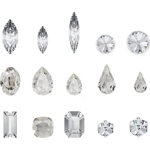 Fashion Crystal AB 12pcs/lot 3D Nail Art Long Water Drop Fancy Shaped Crystal glass Stones For 3D Nails Art Decoration