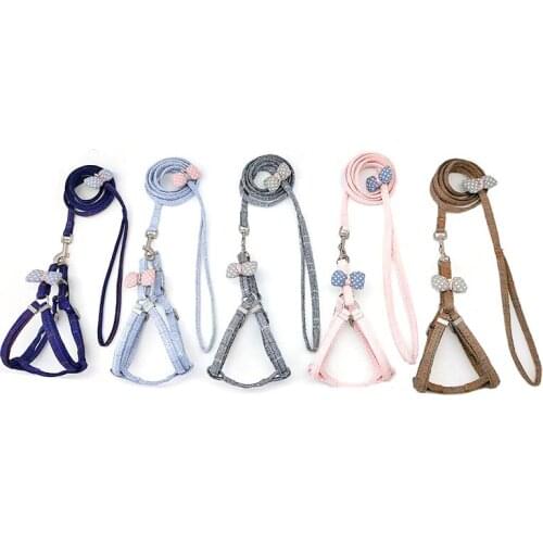 1PC Plaid Cats Leash Dog Pet Puppy Cat Adjustable Bowknot Harness Belt With Lead Leash Colorful Puppy Kitten Dog Accessories