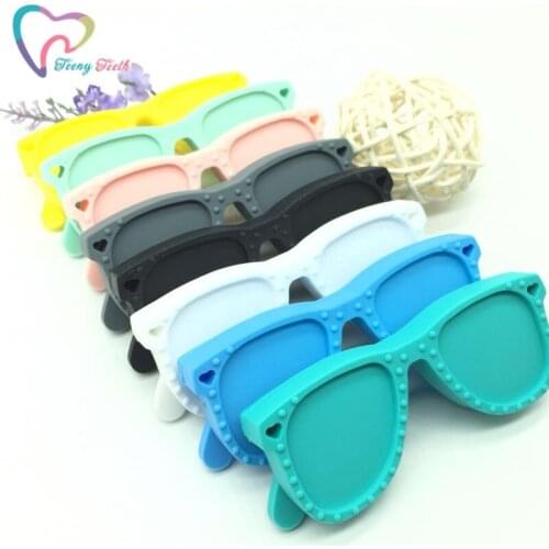 Teeny Teeth 1 PC Unique Sunglasses Teether Toy,Avaitor Sunglasses Shape Silicone Baby Teething Pendant,Cool Aviator Baby Pendant