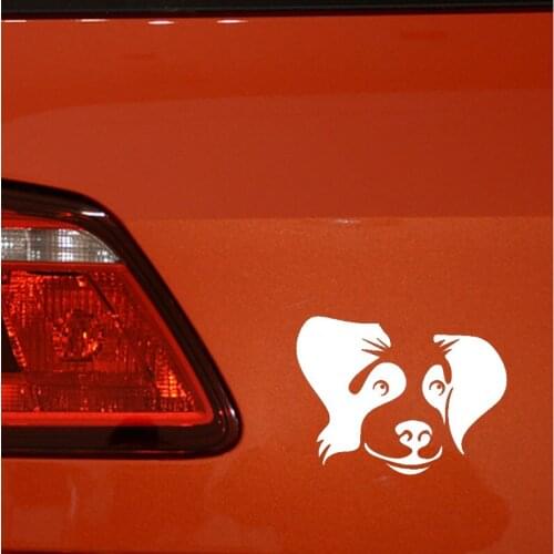 13.6CM*10.2CM CAR STICKER VINYL DECAL HAPPY DOG FACE Black/Silver C3-0404