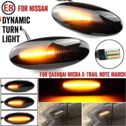 2pieces Dynamic LED Fender Side Marker Turn Signal Lights Amber For Nissan Qashqai Dualis Juke Micra March Micra Note X-Trail