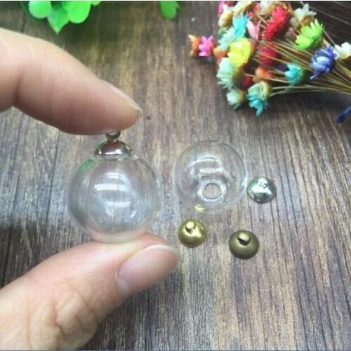 20sets/lot 20*5mm glass bubble with 8mm beads cap set DIY Glass bottle vial pendant necklace pendant charms jewelry finidngs