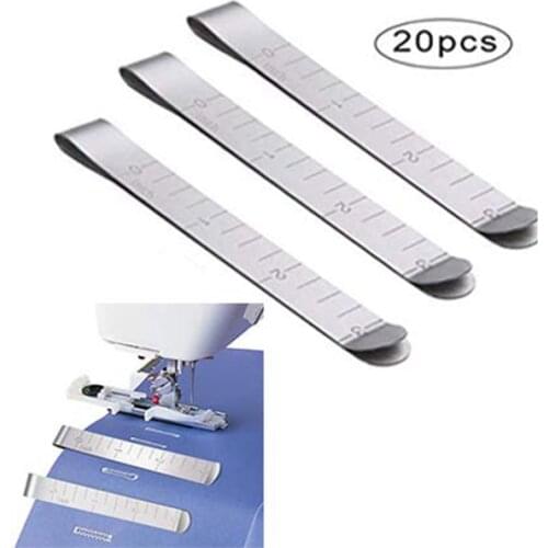 20 Pack Stainless Steel Hemming Clips Sewing Clips 3 Inches Measurement Rule, Crafting Wonder Clips Sewing and Stitching Silver