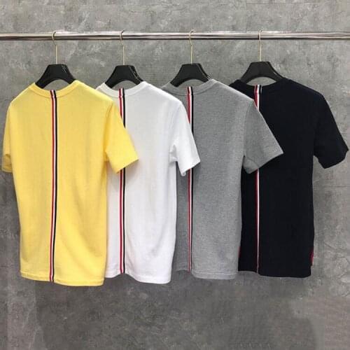 2021 Fashion Brand O-Neck Collar Striped Patchwork Short-sleeved T-shirt Men Women Cotton Couple Summer Clothing