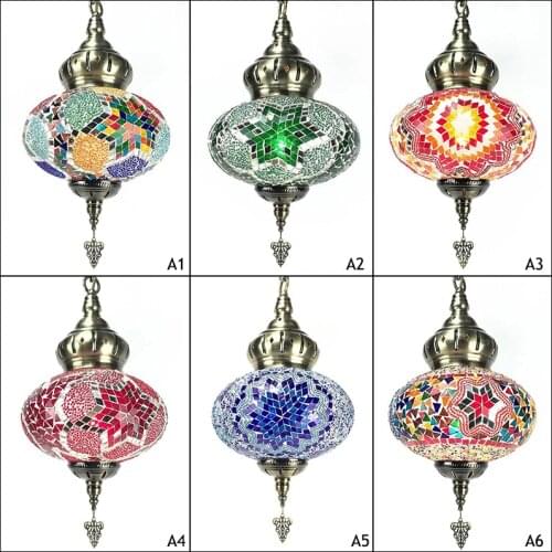 25cm Mosaic Pendant Lights Turkish Retro Lighting E27 Bar Restaurant Clear Bar Mediterranean Pendant Light