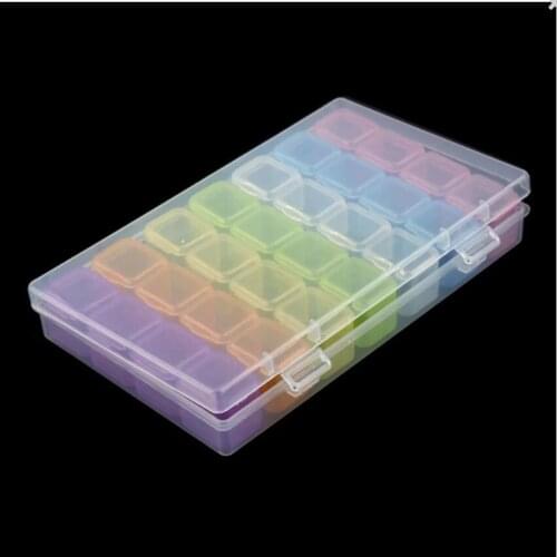 28 Grids Diamond Painting Tools Accessories Bead Nail Drill Container Rhinestone Diamond Embroidery Stone Storage 7Colors X4 Box