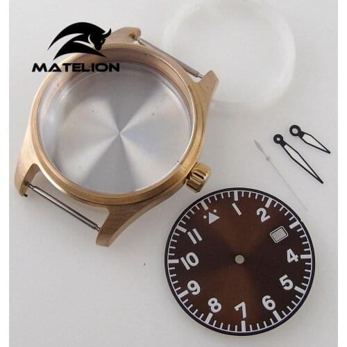39mm Cusn8 Solid Bronze Sapphire glass Watch Case Fit For NH35 NH35A 200M Waterproof Screw In Crown (case+dial+hand)