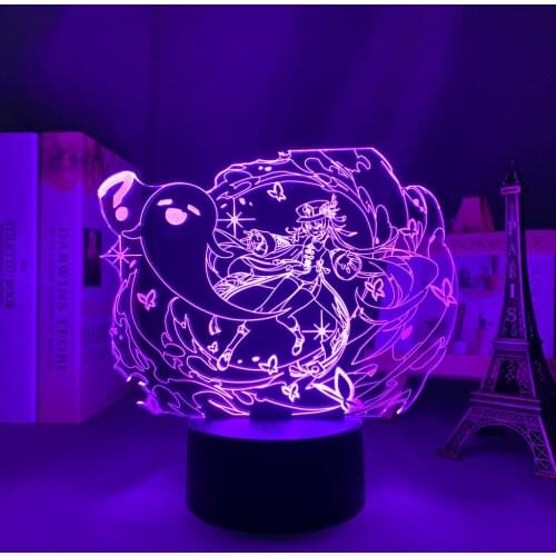 3d Led Night Light Lamp Genshin Impact Hu Tao Acrylic Led Lamp Game