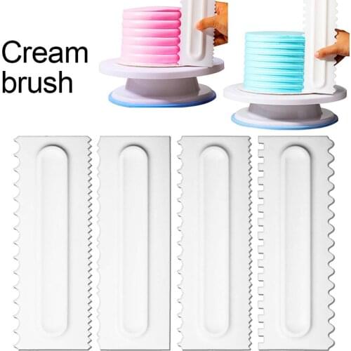 4Pcs/Set Cream Scraper Comb Plastic Turn Sugar Cake Molding Decoration Tools Non-stick Pastry Tools Heat-resistant kitchen tool