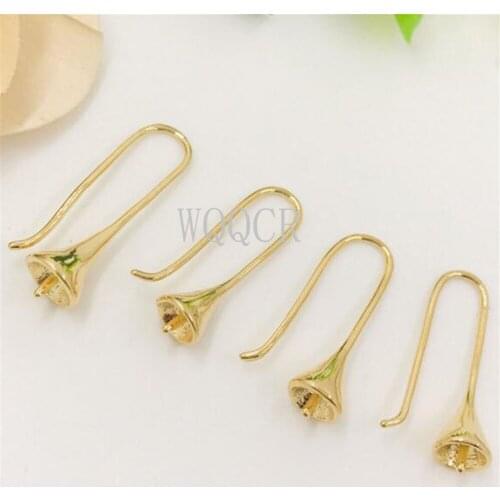 50/100PCS Wholesale DIY Jewelry Making18K Gold Hook Earrings With Smooth Trumpet Shape For Bead Earring Accessories