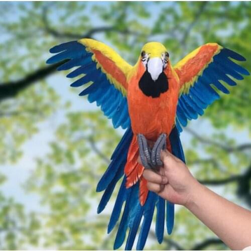 Big orange&blue parrot toy foam&furs simulation wings bird model gift about 45x60cm 0707