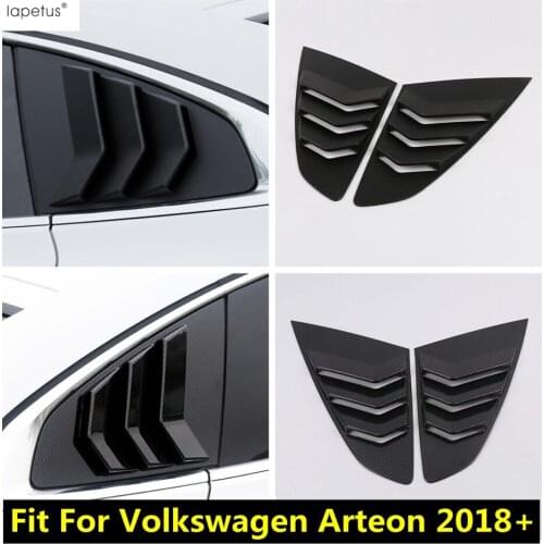 Lapetus Rear Window Triangle Shutters Decoration Panel Black / Carbon Fiber Look Cover Trim For Volkswagen Arteon 2018 - 2021
