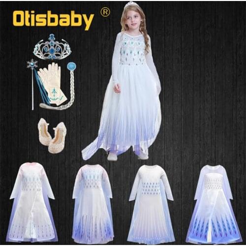 Summer Dress 2020 Long Sleeve Children Elsa Dress for Girls Sequin Princess Long Dress One Piece Party Frock Ball Gowns for Girl