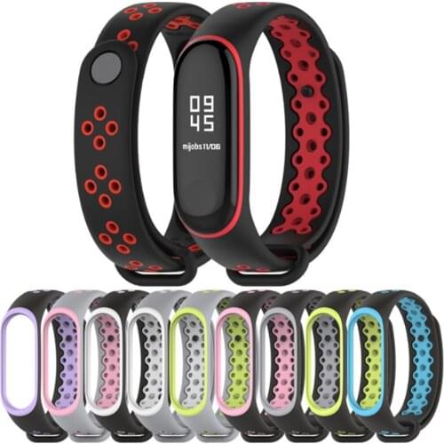 For Xiaomi Mi Band 3 Bi-color Replacement Sport Silicone Bangle Strap Wristband Bracelet Wrist Strap Wristband Bracelet