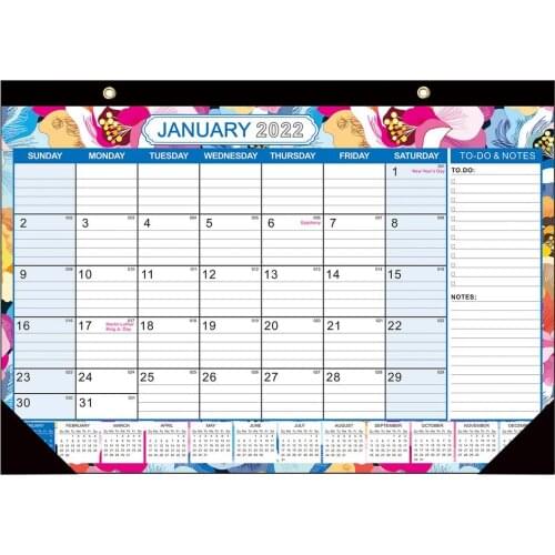 Large Flower English Desk Calendar 202Jan-2022Dec Creative Desk Calendar Modern Minimalist Calendar Monthly Hanging Calendar