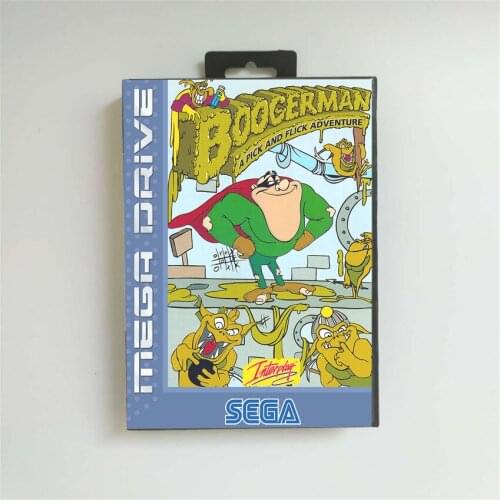 Boogerman A Pick and Flick Adventure - EUR Cover With Retail Box 16 Bit MD Game Card for Megadrive Genesis Video Game Console