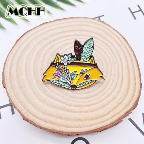 Creative Punk Animal Flower Fox Enamel Pins Cute Sweet Brooch Accessories Custom Alloy Badge Fashion Woman Jewelry Gift For Kid