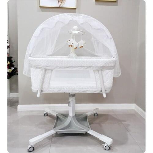 Baby Bassinet Bedside Sleeper, White Color Cute Newborn Crib Can 360° Rotate, Multifunctional Cradle Bed