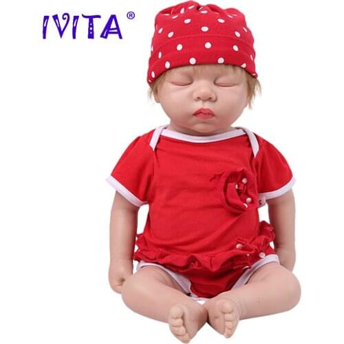 IVITA WG1507RH 46cm 3.2kg 100% Full Silicone Realistic Sleeping Reborn Baby Doll Eyes Closed Bebe Toys for Christmas Gift