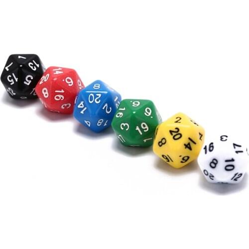Hot Selling Mixed Color 6Pcs Acrylic Ktv Fun Dice Board Game Multi-Sided Dices D20 Dices