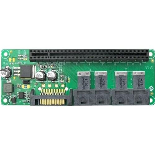 Linkreal 4 Port PCI-E x8 to x16 Slot Adapter Converter Board SFF-8643 to PCIe x16 Slot Expansion Card-15 Pin Power Connector