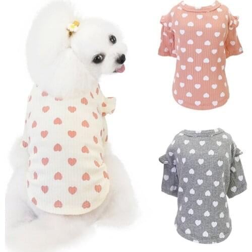 Sweet Dog Clothes Heart-shape Printed Puppy Cat Dog Sweatshirt Hoodies For Small Dog Chihuahua French Bulldog Pet Clothing Y