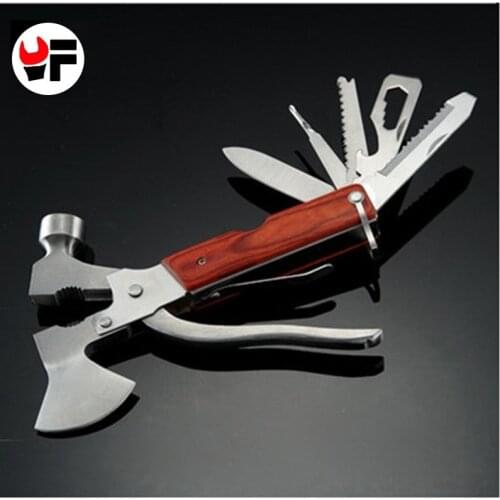 YOFE 16 in 1 Outdoor Camping Multifunctional Tool Axe Hammer Stainless Steel folding Knife Vehicle Emergency Tool Screwdriver