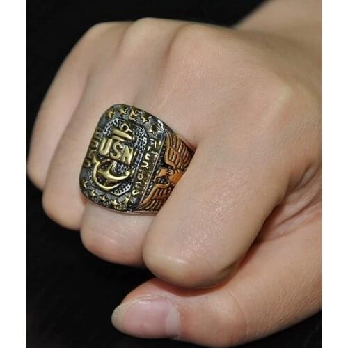 Fashion Men Rings Vintage Eagle Anchor Punk Ring Rock Bands Anniversary Christmas Party Gift Jewelry Accessories
