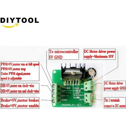 LMD18200T 3A 75W PWM Adjustable Speed Motor Driver Module Controller for Robot Project
