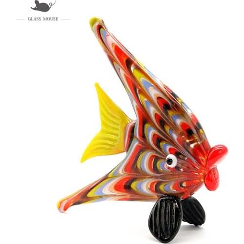 Handmade Murano Glass Fish Craft Figurines Cute Vivid Sea Animals Ornaments Home Aquarium Charms Decoration Xmas Gifts For Kids