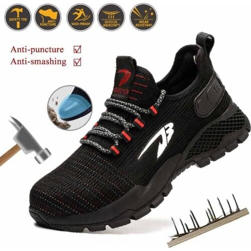 New Mens Safety Shoes Indestructible Steel Toe Anti-smashing Work Safety Boots Outdoor Lightweight Soft Breathable Mesh Sneakers
