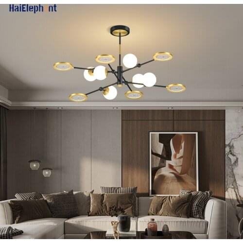 New Modern LED Chandelier Lighting For Living Room Bedroom Indoor Lights Home Deco Luminaria Fixtures Lustres Iron Acrylic Lamps