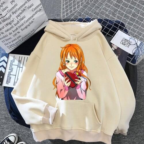 Autumn Kawaii Lovely Hoodies Anime One Piece Hooded Sweatshirts Women Anime Clothes Cartoons Print Warm Cotton Pullovers Top Men