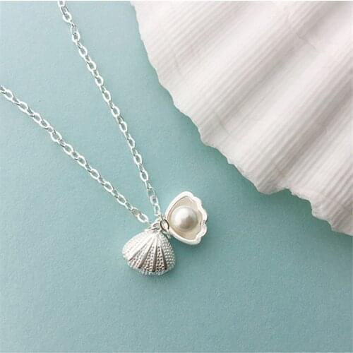 VENTFILLE 925 Sterling Silver Japanese and Korean Version of Simple Forest Clavicle Chain Ins Fashion Pearl Necklace