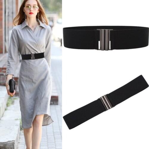 65cm Fashion Waist Belt Female Elastic Waist Belts for Women Metal Button Black Band Simple Dress Coat Clothing Accessories