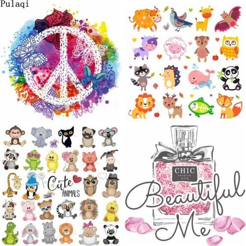Pulaqi Thermal Stickers Iron on Transfer for Clothes Cute Bear Patch Heat Transfer Vinyl Applique Baby TShirt Cartoon Patch Iron
