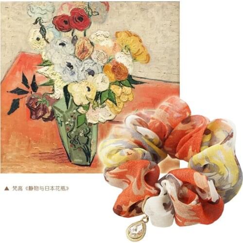 Chiffon Rhinestones Print Elastic Hair Bands Scrunch Elegant Hair Accessories For Girls Rubber Band Gum For Hair Tie For Women