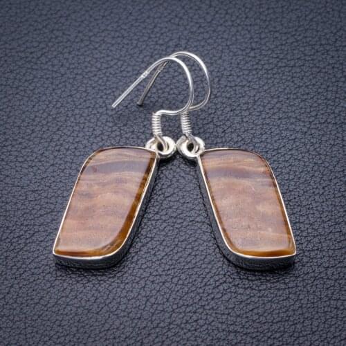 StarGems Natural Indonesia Multicolor Jasper Handmade 925 Sterling Silver Earrings 1.75" E0599