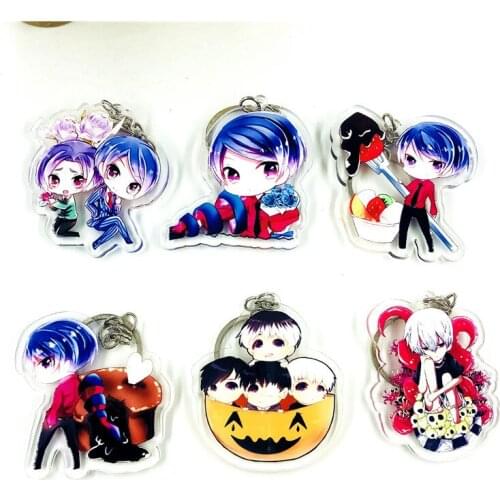 Tokyo Ghoul Key Chain Cute Tokyo Ghouls Acrylic Anime Keychain Pendant Car Key Accessories Kaneki Japanese Cartoon Gift