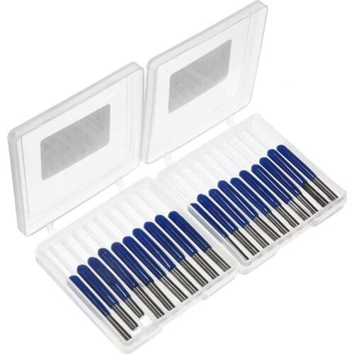 TOP 20Pcs CNC V-Shaped Bit Carbide PCB Engraving Bits 3.175mm CNC Router Bit 10/15/20/30 Degree Milling Cutter Tools