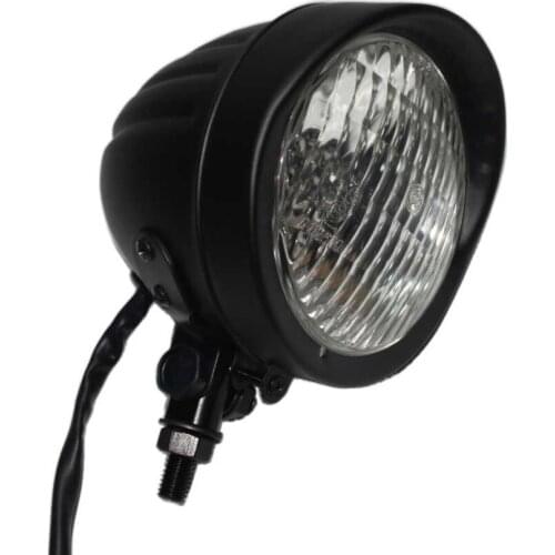 High Quality Motorcycle 4.5" Black Tri-Bar Visor Headlight Headlamp H4 60W/55W For Harley Cruiser Chopper Cafe Racer Bobber