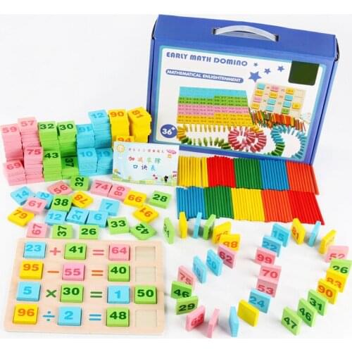 Fun wooden digital Operation building block toys early childhood education educational toys wooden domino math teaching aids toy