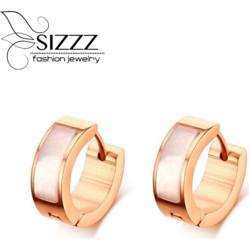 SIZZZ New Fashion Trend Of Womens Jewelry 16.5MM Stainless Steel Rose Gold Hoop Earring For Women